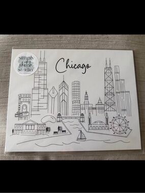 Chicago Skyline Sketch Print - Black & White